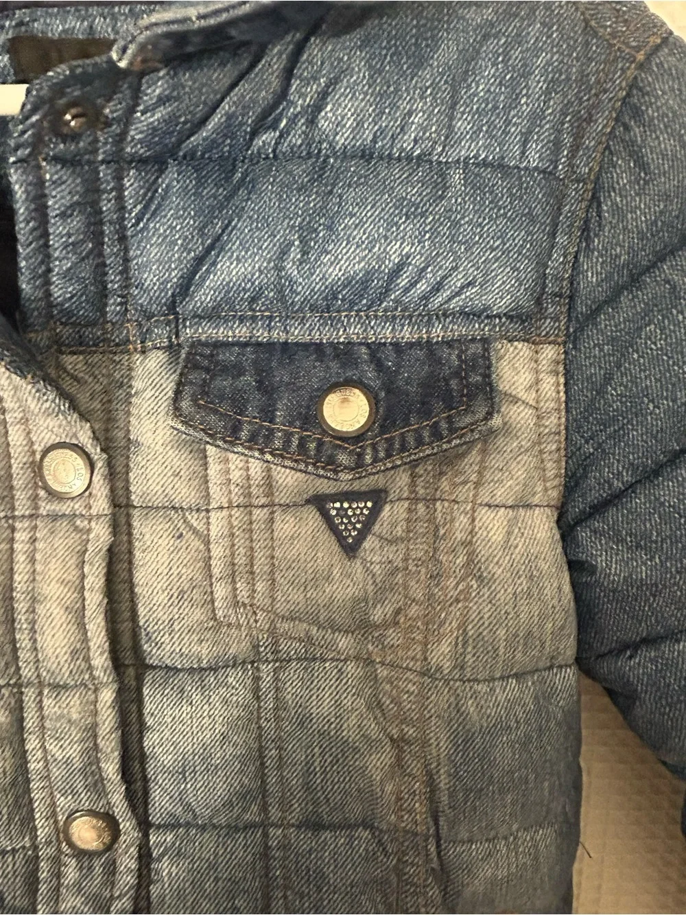 Guess Denim-Style Puffer Jacket for Kids 7 - Blue